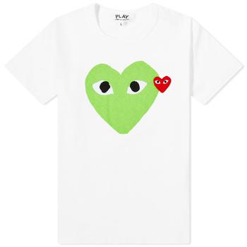 推荐Comme des Garcons Play Women's Double Heart Logo Tee商品