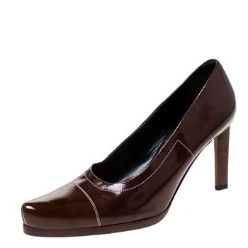 [二手商品] Prada | Prada Brown Patent Leather Pointed Toe Pumps Size 38商品图片,4.9折