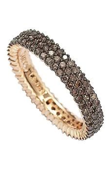 Suzy Levian | 14K Rose Gold Plated Micro-Pave Brown CZ Eternity Band Ring 3.7折, 独家减免邮费