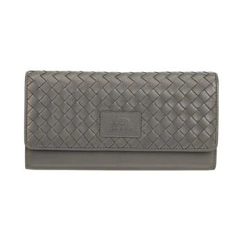 Mancini Leather Goods | Women's Basket Weave Collection RFID Secure Quadruple Fold Wallet 