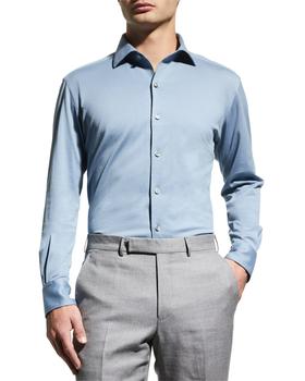 zegna 衬衫, Zegna | Men's Cotton-Silk Blend Solid Sport Shirt商品图片 4.8折