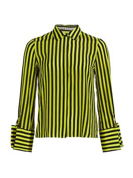 Alice + Olivia | Willa Striped Silk Blouse商品图片,