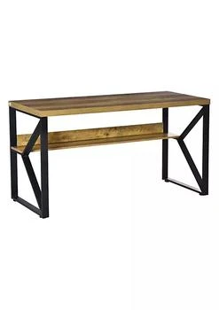 HOMCOM | 55 Inch Industrial Writing Desk with L Shaped Under Desk Shelf K Shaped Steel Frame and Adjustable Footpads for Stability Black/Brown,商家Belk,价格¥972