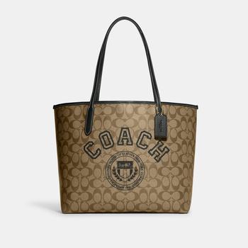 Coach Outlet City Tote In Signature Canvas With Varsity Motif product img