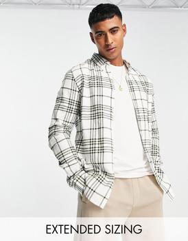 ASOS | ASOS DESIGN shirt in white and green check商品图片,