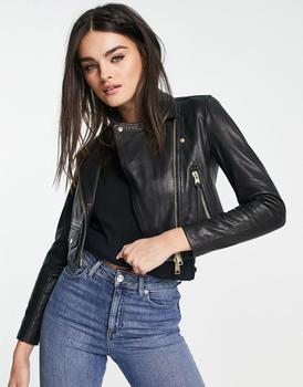 ALL SAINTS | AllSaints Elora leather biker jacket in black商品图片,