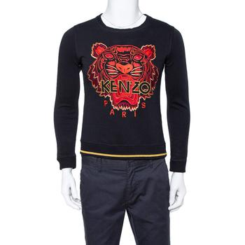推荐Kenzo Black Cotton Tiger Logo Embroidered Sweatshirt M商品