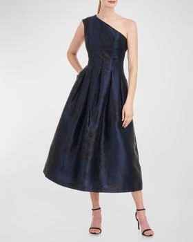 推荐Carlan Pleated One-Shoulder Jacquard Midi Dress商品