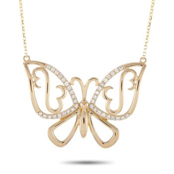 商品LB Exclusive | 14K Yellow Gold 0.25 ct Diamond Butterfly Pendant Necklace,商家Jomashop,价格¥4977图片