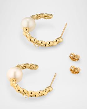 MIZUKI☆18K Yellow Gold Pearl And Diamond Hoop Earrings Mizuki 18K Yellow Gold Akoya Pearl & Diamond Earrings