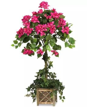 NEARLY NATURAL | Artificial Bougainvillea Topiary with Wood Planter,商家Macy's,价格¥995