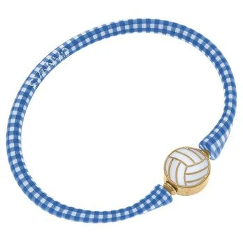 Canvas Style | Enamel Volleyball Silicone Bali Bracelet In Blue Gingham,商家Verishop,价格¥212