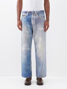 推荐Third Cut distressed straight-leg jeans商品