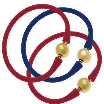Canvas Style | Bali Game Day 24K Gold Bracelet Set Of 3 Red & Royal Blue,商家Verishop,价格¥551