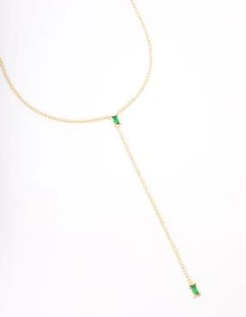 Lovisa | Gold Plated Cubic Zirconia Baguette Emerald Y-Shaped Necklace,商家Premium Outlets,价格¥155