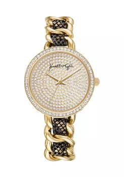 KENDALL & KYLIE | Gold Tone Metal and Braided Vegan Snakeskin Analog Watch商品图片,