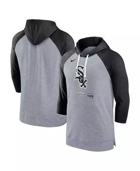 NIKE | Men's Heather Gray, Heather Black Chicago White Sox Baseball Raglan 3/4 Sleeve Pullover Hoodie,商家Macy's,价格¥359