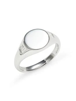 Effy | Core 14K White Gold & 0.05 TCW Diamond Baguette Signet Ring,商家Saks OFF 5TH,价格¥3002