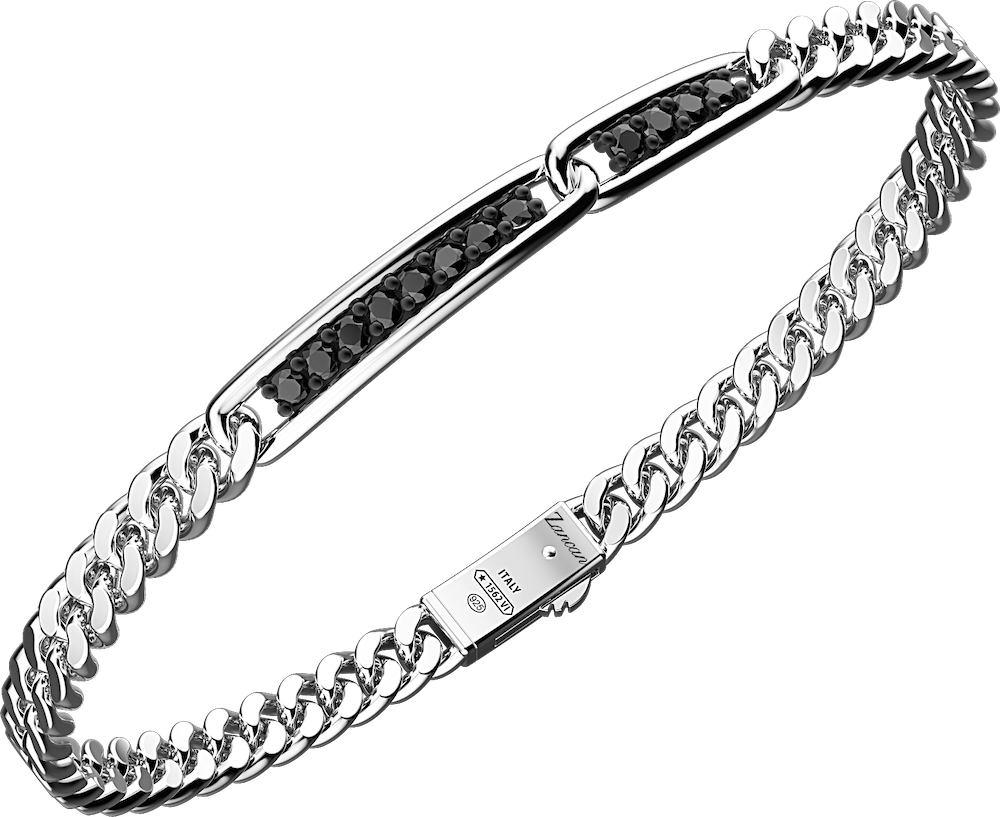 商品Zancan | Silver bracelet with curb chain and plate with  natural stones,商家Zancan Gioielli,价格¥2249图片