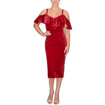 推荐Rachel Rachel Roy Womens Ruffled Midi Cocktail and Party Dress商品