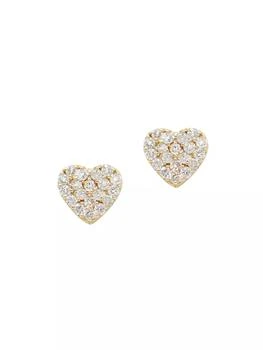 Anzie | Love Letter 14K Yellow Gold & 0.08 TCW Diamond Earrings,商家Saks Fifth Avenue,价格¥3563