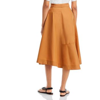 推荐Womens Button-Front Midi A-Line Skirt商品