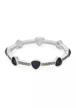 product Silver Tone Jet Black Diamond Stone Stretch Bracelet - Boxed image