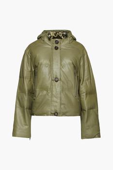 推荐Quilted leather hooded jacket商品