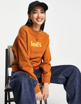 李维斯卫衣, Levi's | Levi's poster logo crew neck sweater in burnt orange商品图片 5折