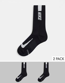 NIKE | Nike Running 2 pack unisex crew socks in black商品图片,