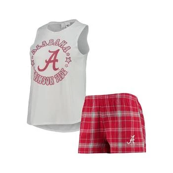 Concepts Sport | Women's Crimson, White Alabama Crimson Tide Ultimate Flannel Tank Top and Shorts Sleep Set,商家Macy's,价格¥471