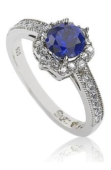 Suzy Levian | Sterling Silver Sapphire Center Stone & Cubic Zirconia Ring,商家Nordstrom Rack,价格¥1917
