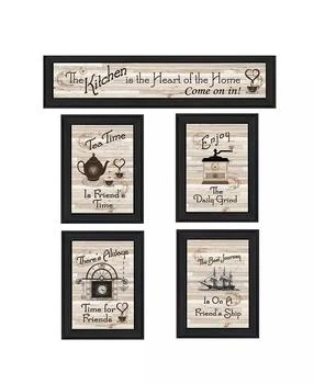 Trendy Décor 4U | Kitchen Friendship Collection II 5-Piece Vignette by Millwork Engineering, Black Frame, 33" x 11",商家Macy's,价格¥2176