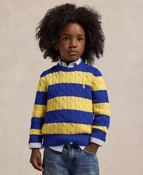 Ralph Lauren | Toddler and Little Boys Striped Cable-Knit Cotton Sweater,商家Macy's,价格¥365