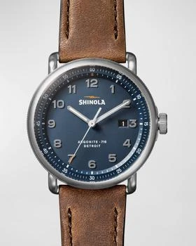 推荐Men's Canfield Model C Leather Strap Watch, 43mm商品