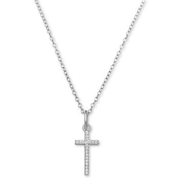 商品Giani Bernini | Cubic Zirconia Cross 18" Pendant Necklace in Sterling Silver, Created for Macy's,商家Macy's,价格¥161图片