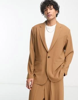 ASOS | ASOS DESIGN relaxed oversized soft tailored suit jacket in tobacco crepe 