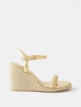 商品Gianvito Rossi | Cruz 85 braided-strap leather espadrille wedges,商家MATCHES,价格¥4477图片