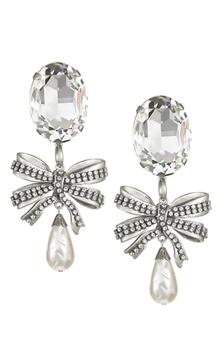 商品Alessandra Rich | Crystal Bow Pearl Drop Earring,商家Runway Catalog,价格¥3006图片