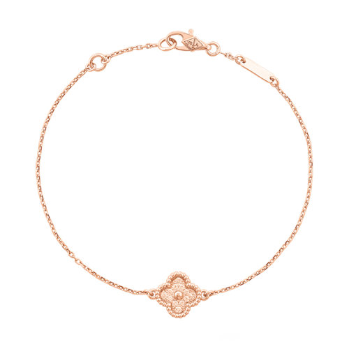 Van Cleef & Arpels |  Van Cleef & Arpels/梵克雅宝 经典SweetAlhambra®系列 18K金玫瑰金四叶草手链 VCARO8DC00商品图片,8.6折×额外9.5折, 包邮包税, 额外九五折
