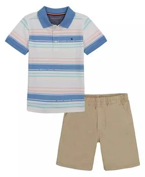 Tommy Hilfiger | Toddler Boys Multi Stripe Polo Shirt Twill Shorts Set,商家Macy's,价格¥114