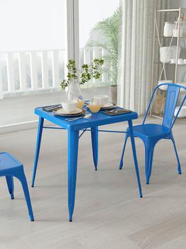 商品Merrick Lane | Benson 23.75" Square Metal Dining Table for Indoor and Outdoor Use in Blue,商家Verishop,价格¥845图片