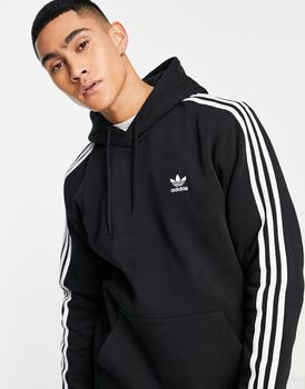 推荐adidas Originals adicolor 3 stripes hoodie in black商品