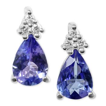 商品Macy's | Tanzanite (1-1/6 ct. t.w.) & Diamond (1/20 ct. t.w.) Stud Earrings in Sterling Silver,商家Macy's,价格¥1273图片