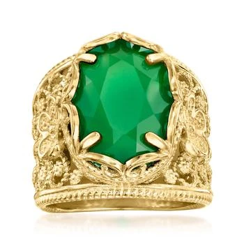Ross-Simons | Ross-Simons Green Chalcedony Crown Ring in 18kt Gold Over Sterling,商家Premium Outlets,价格¥1412