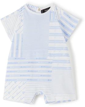 范思哲男装是什么牌子, Versace | Baby Blue Patchwork Print Bodysuit商品图片 7.9折