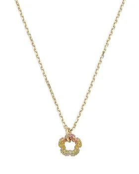 Coach | Signature Tea Rose Multicolor Crystal Open Flower Pendant Necklace in Gold Tone, 16"-18" 满$100减$25, 满减