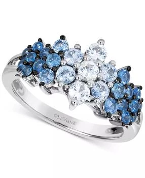 Le Vian | Blue Ombré Sapphire (1 ct. t.w.) & White Sapphire (1/3 ct. t.w.) Cluster Ring in 14k White Gold,商家Macy's,价格¥9562