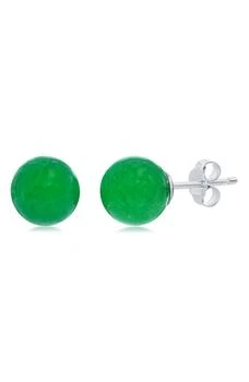 SIMONA | Sterling Silver & Jade Round Stud Earrings,商家Nordstrom Rack,价格¥188