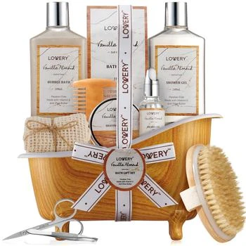 推荐Luxury Spa Kit, 11pc Vanilla Almond Self Care Grooming Kit, Bath and Body Basket商品